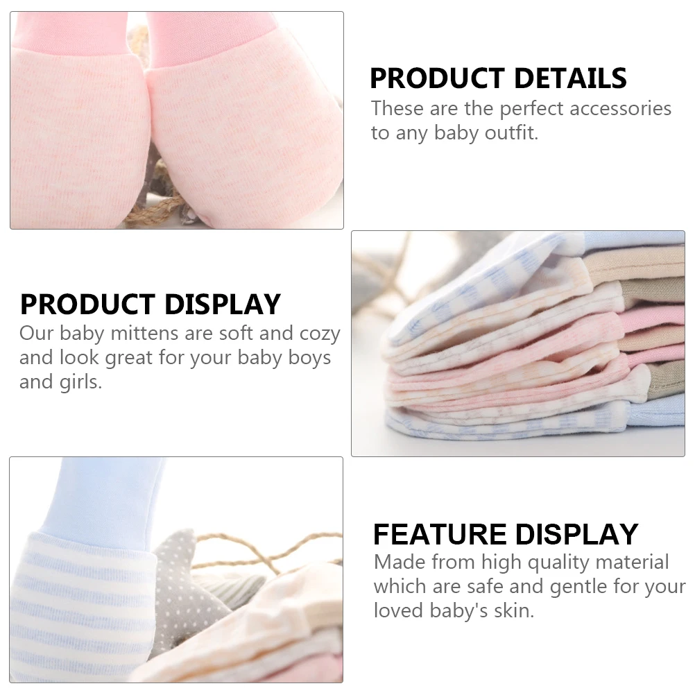 

4 Pairs Face Scratch Gloves Infant Winter Thicken Newborn Toddler Cloth Mittens