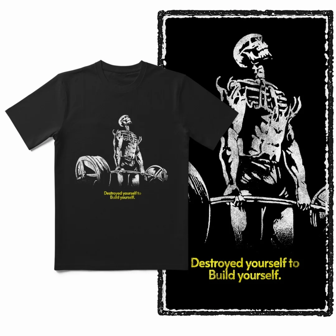 

2025 Body building gym fitness Cotton Exclusive Graphic Men T-shirt for men cotton Big Size Cool BLACK men's novelty T-shirt