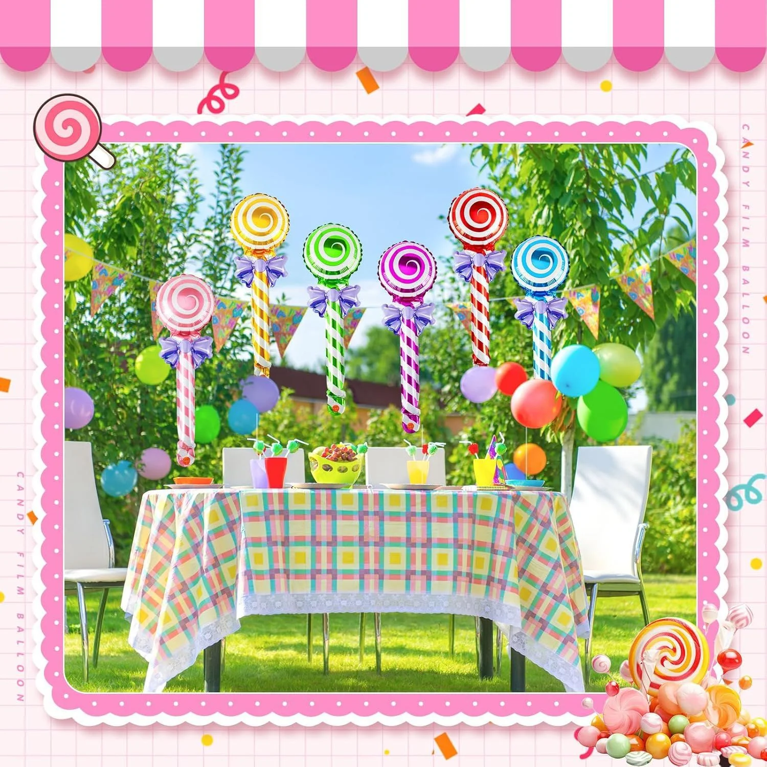 6 Stück Folienballons mit Lollipop-Motiv, Geschenk für Hochzeit, Geburtstag, Partydekoration, Kindertag, Muttertag – Detail 13