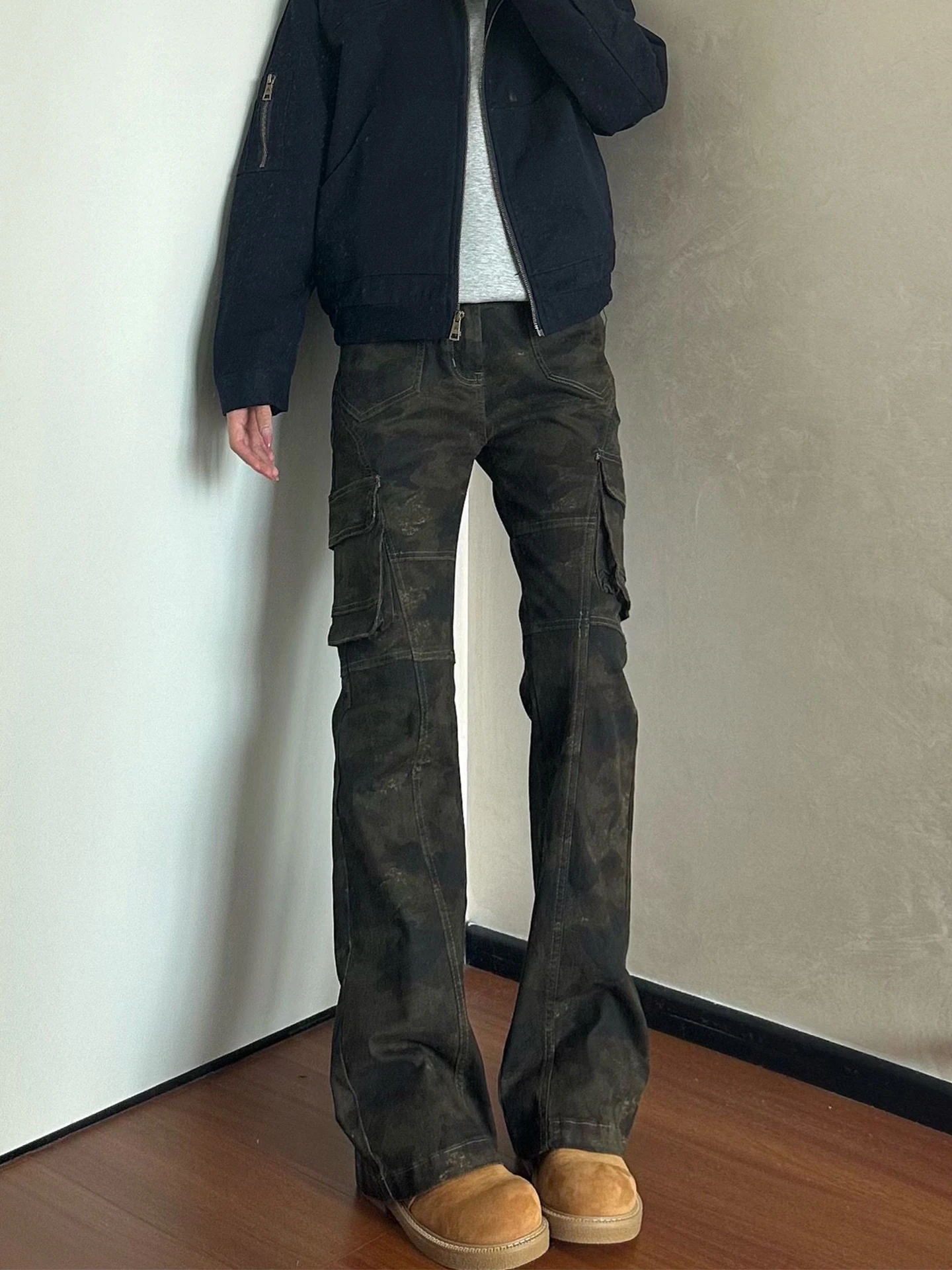 

Cleanfit Vintage Camouflage Workwear Pants Slim Fit High Street American Sle Jeans Long Trousers Youth Commute Casual