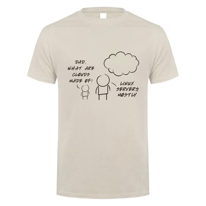لينكس خوادم في الغالب سحابة تي شيرت الصيف الرجال قصيرة الأكمام القطن الكمبيوتر مبرمج التي شيرت مضحك رجل تي شيرت