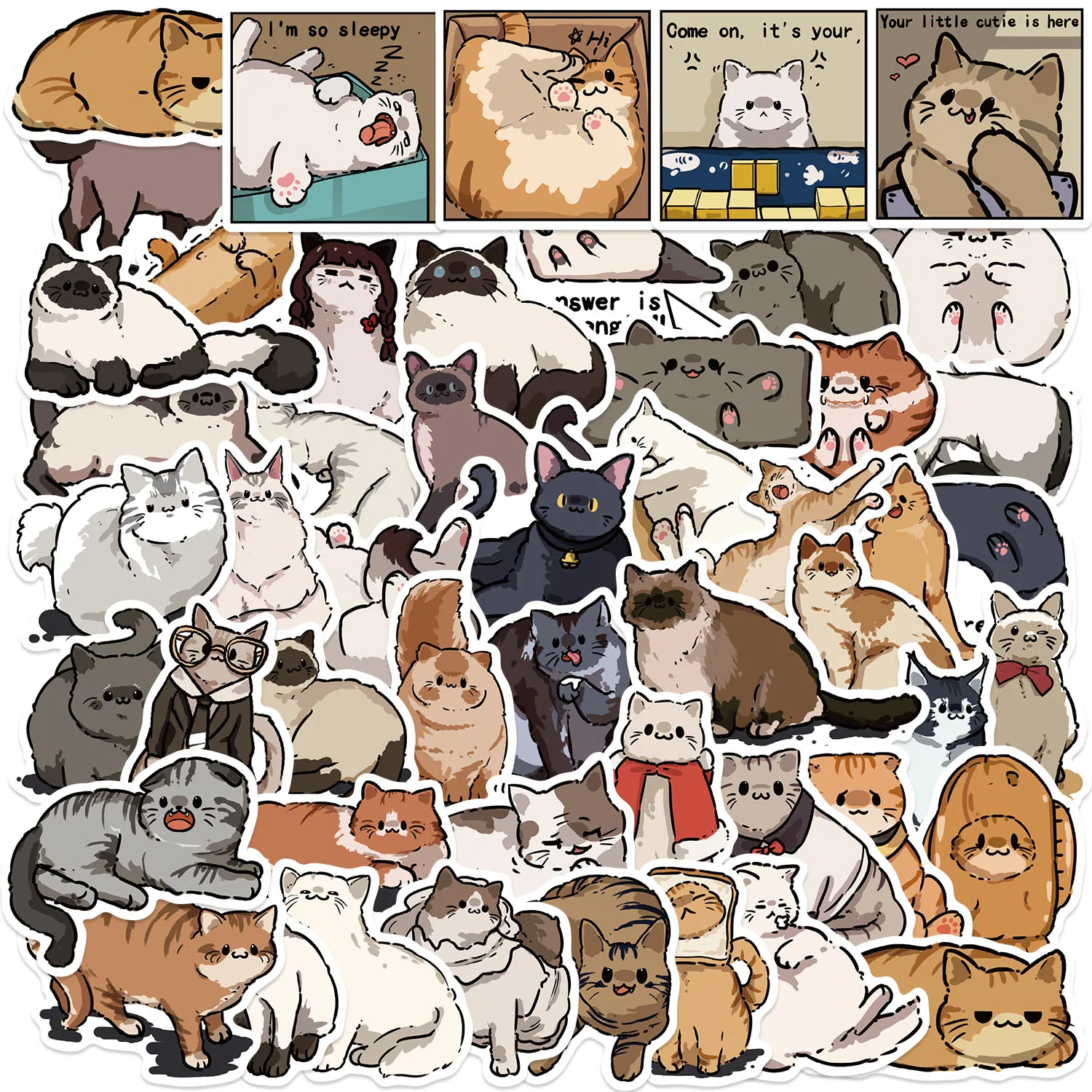 50pcs Encountering Kitten Stickers suitablefor Notebook computer Luggage  Refrigerator skate boards phone cases sticker
