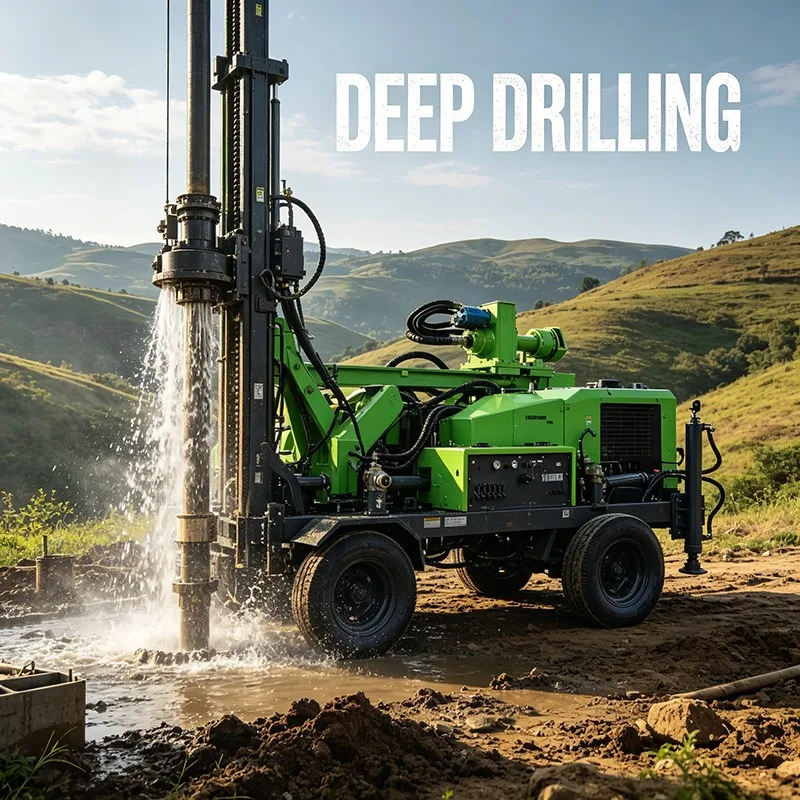 Wheel Type Pneumatic Water Well Drill Rig 150m Deep DTH Hammer Boring Machine For Private Residential Garden Watering Work