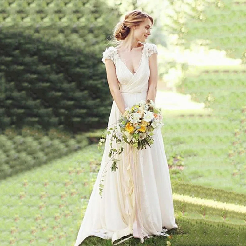 Vestido de novia blanco de alta costura con apliques 3D, escote en V profundo, Espalda descubierta, satén, tren de barrido, línea A, vestido de novia a medida