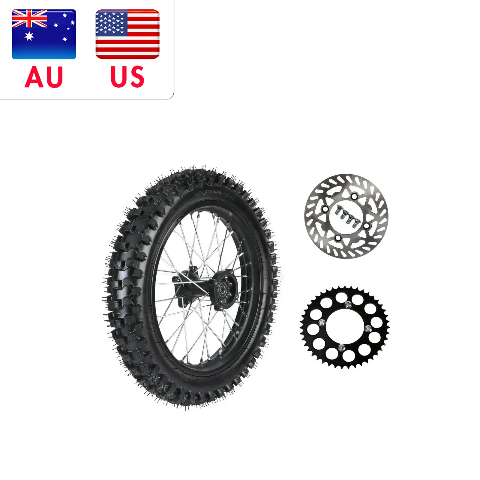 

43T 428 Rear Chain Sprocket 90/100 16" Rear Wheel Tire & Rim Assembly for Dirt Pit Bike Apollo Taotao 125cc 150cc 250cc