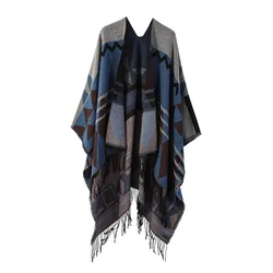 Cashmere Poncho Women Man Jacquard Scarf Winter Warm Shawl Cape Pashmina Female Warm Shawl Blanket Stole Cloak Luxury Fashion