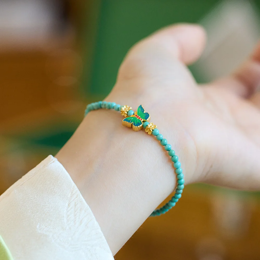 Hubei Natural Green Turquoise For Women S Silver Inlaid Blue Water Jade Fine Textured Bracelet Best Friend Gift