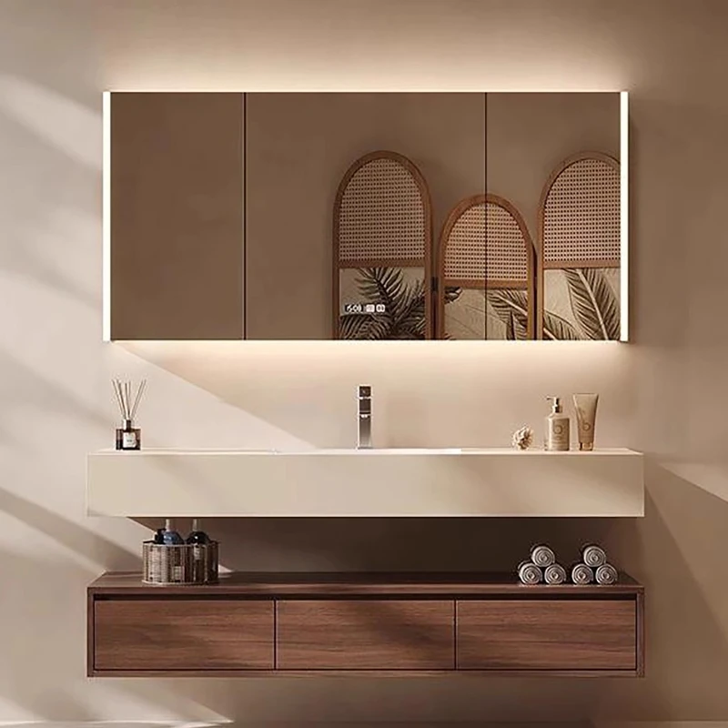 

Sink Base Vanity Mirror Wooden Cabinet Shelf Organizer Storage Column Drawer Locker Modern Muebles De Bano Bathroom Furniture