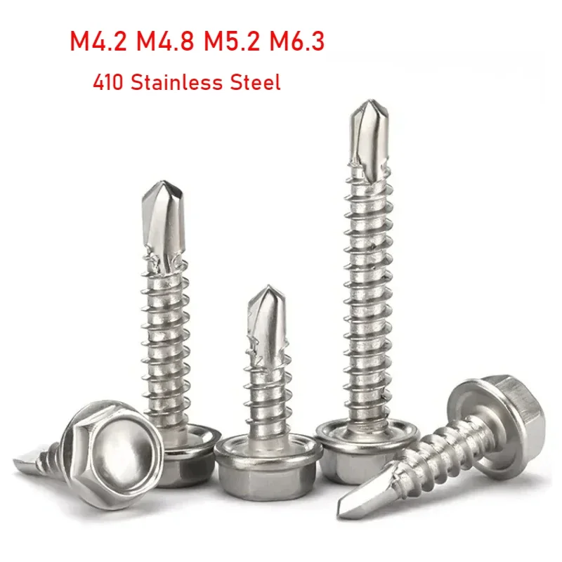 410 Stainless Steel Hexagon Head Drilling Self-Tapping Screws Dovetail Bolts M4.2 M4.8 M5.2 M6.3