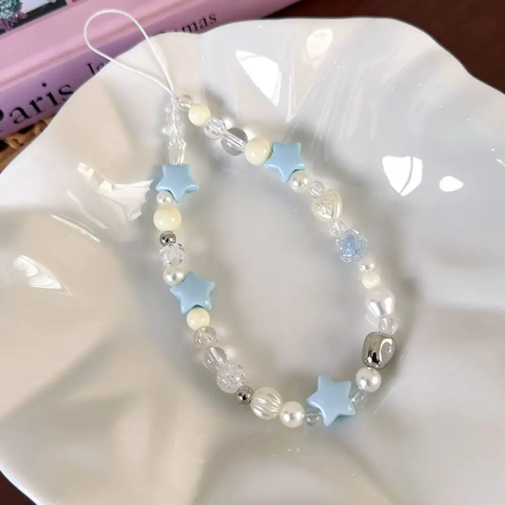 

Beaded Pendant Y2K Mobile Phone Charms Heart Cellphone Chain Clouds Stars Phone Strap Keychain Key Ring Phone Lanyard
