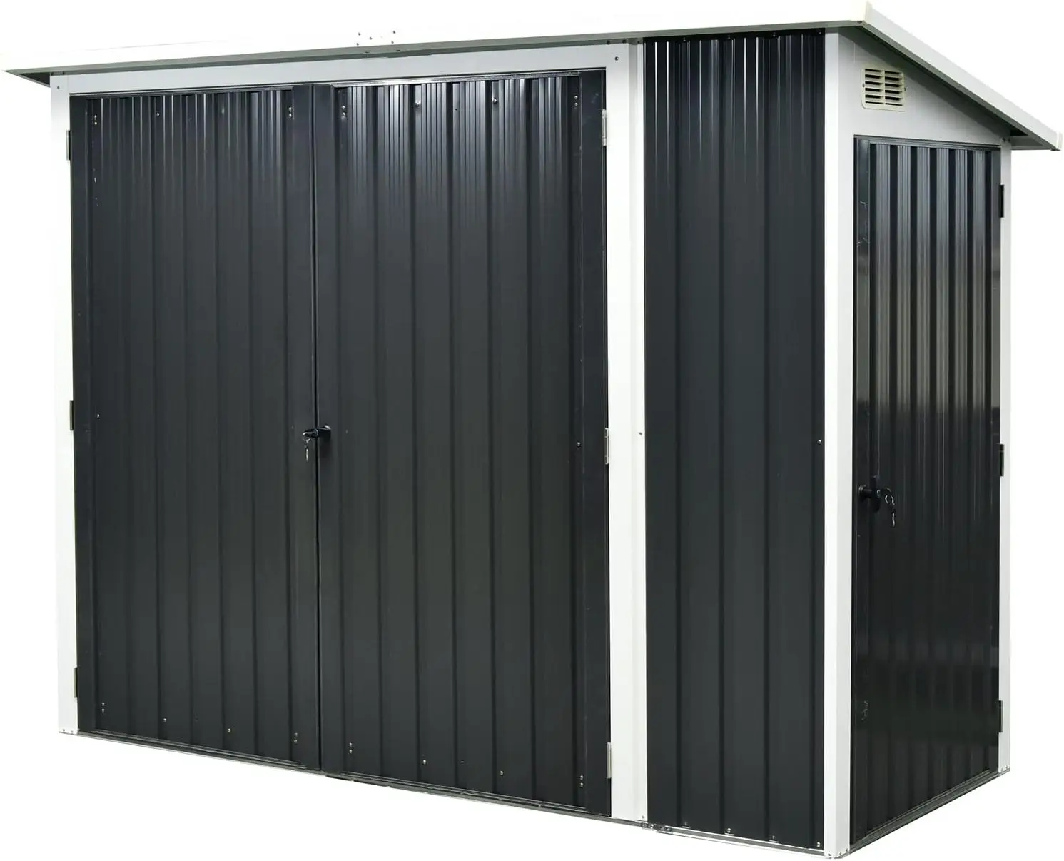 

2-in-1 Multi-Use Outdoor Storage Shed, Separated Storage Compartments, 2-Point Locking System, Galvanized Steel, 156-Cu. Ft.