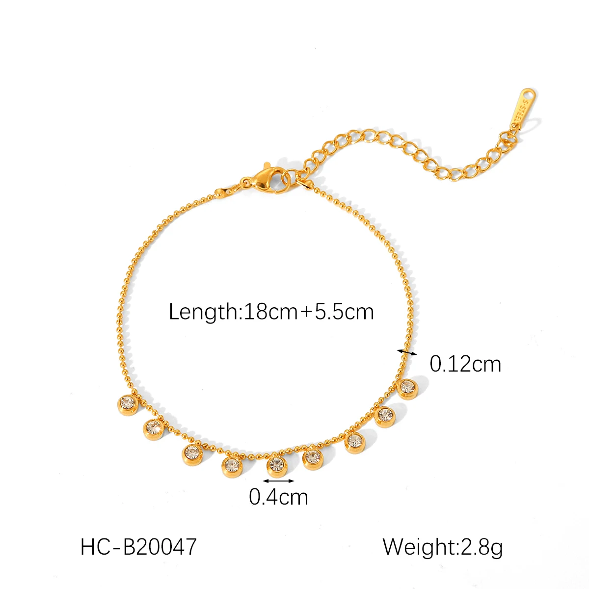 Vergoldetes Zirkon-Blumen-Schmuckset für Damen, zierliche Halskette, Armband, hypoallergen, Edelstahl, anlaufbeständig, Geschenk – Detail 6