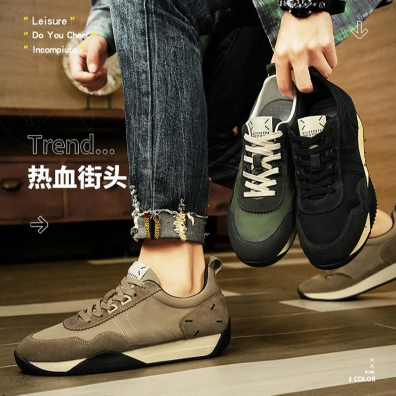 British Men's Spring/Autumn Chunky Sneakers High-Quality Breathable Canvas Casual Shoes Designer Comfy for Outdoor Walking Shoes view 6