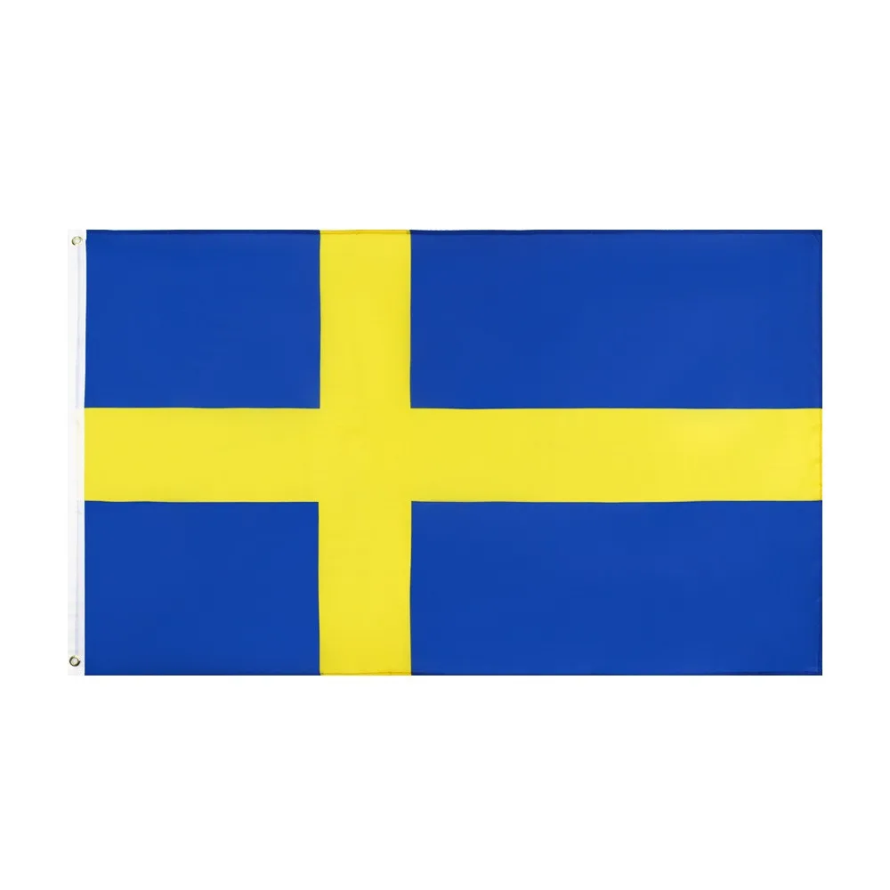 Sweden Flag 3x5 Ft Thick Polyester, Fade Resistant, Brass Grommets, Canvas Header Sweden National Flags with 3 X 5 Feet