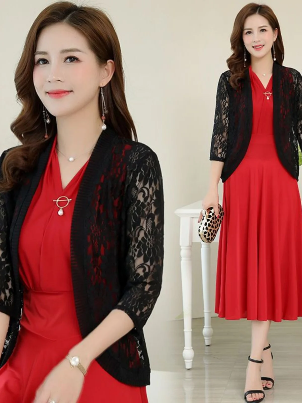 

Lace Open Cardigan awl plus Size Women's Outerwear f Sve Summer Autumn New Sle Sun Protection Air Conditioning irt