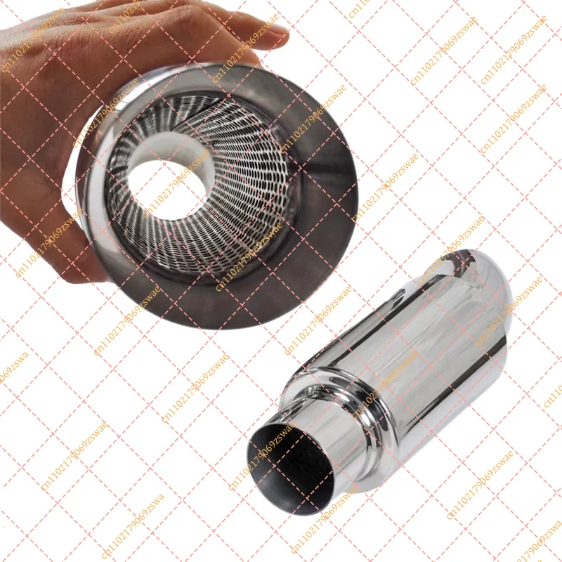 Stainless Steel Racing Exhaust Muffler, Universal 51mm Tailpipe, Turbo Sound Boost Car Exhaust System