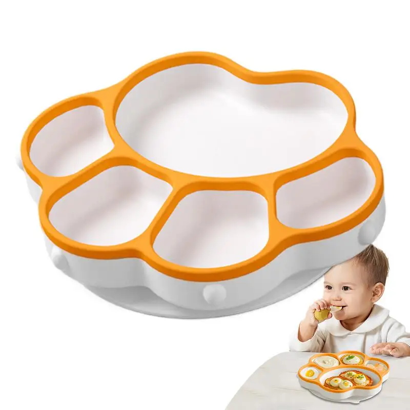 Cat Paw Suction Plate Non-Slip Silicone Plates With Suction Portable Suction Plate Funny Kitchen Supplies For Home Kindergartens