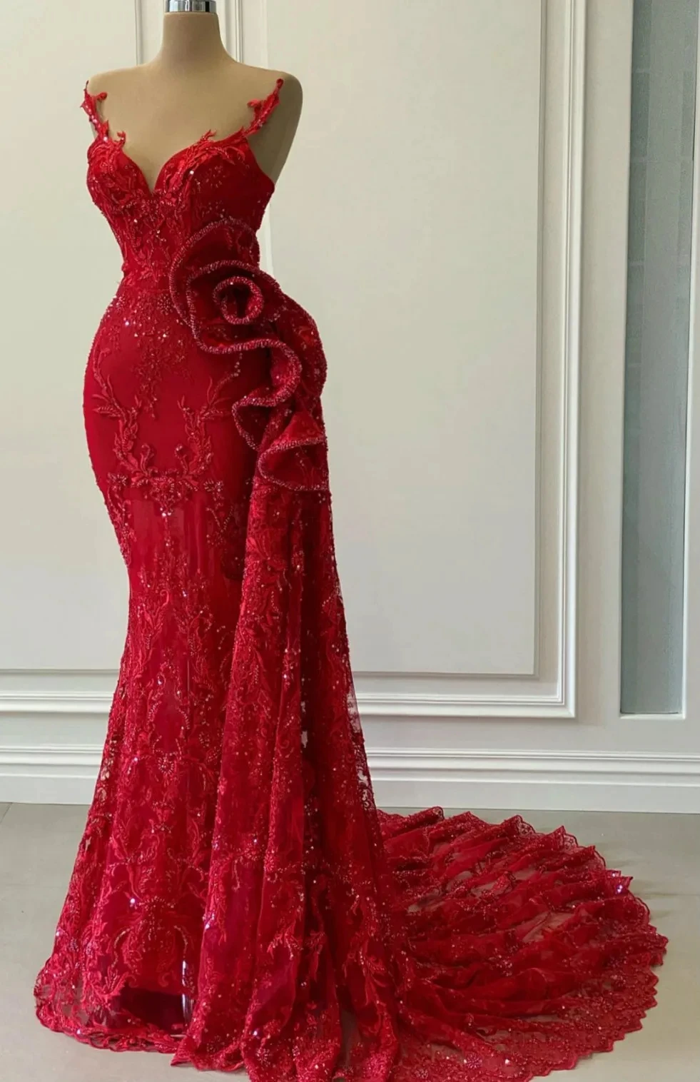 

Burgundy Aso Ebi African Evening Dresses Mermaid V-neck Appliques Beaded Long Dubai Saudi Arabic Black Girls Evening Gown Prom