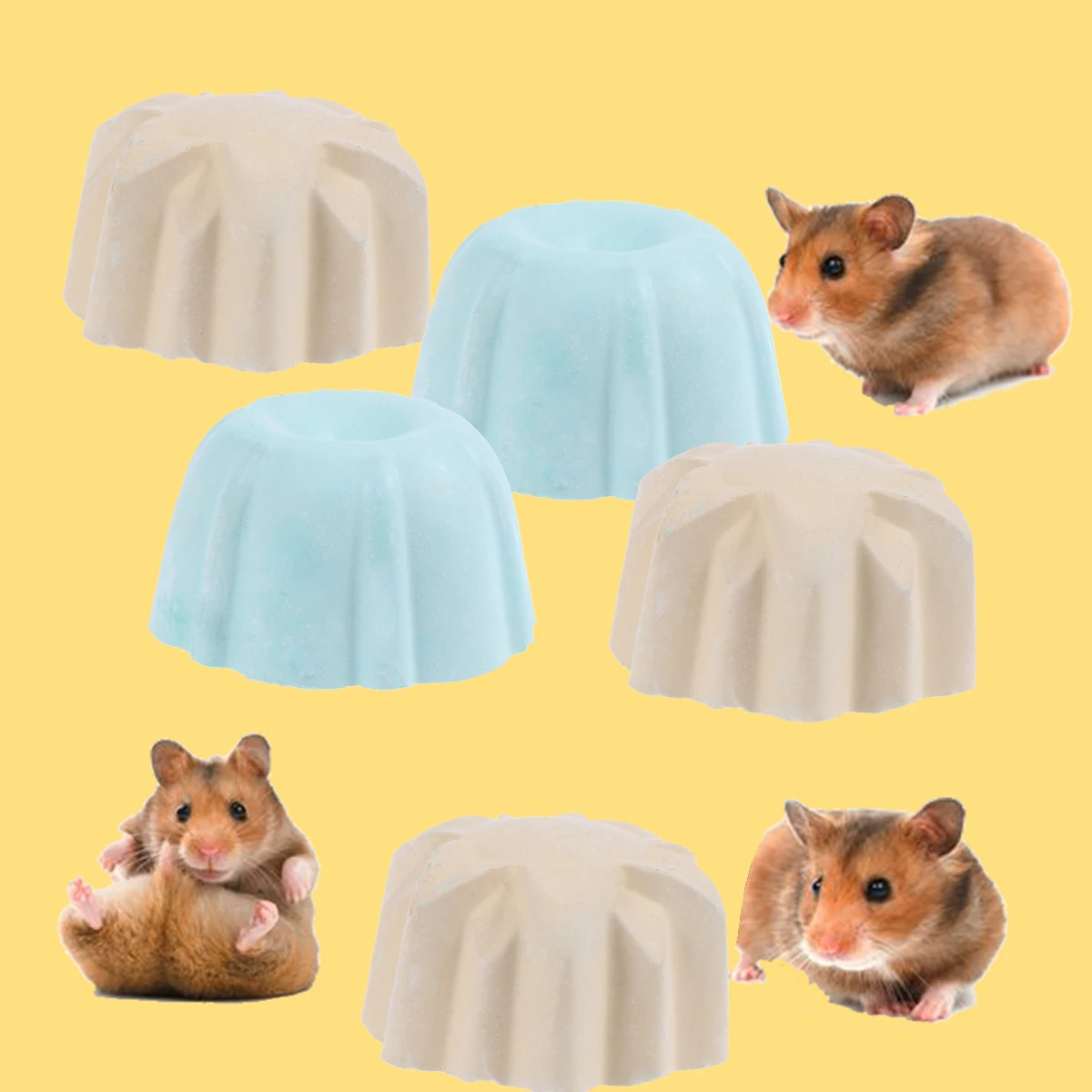 

6 Pcs Molar Stone Mineral Teeth Calcium Chew Toys Bunny Rabbit Hamster Chinchilla Pet Supplies Small Animals Gnawing Teeth