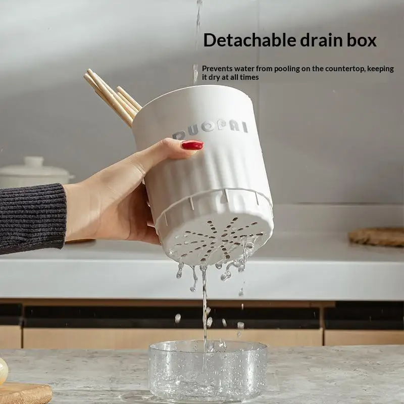 Multi-Functional Plastic Kitchen Cutlery Drain Storage Holder Wall-Mountable Rack for Chopsticks Knives Forks Organizer
