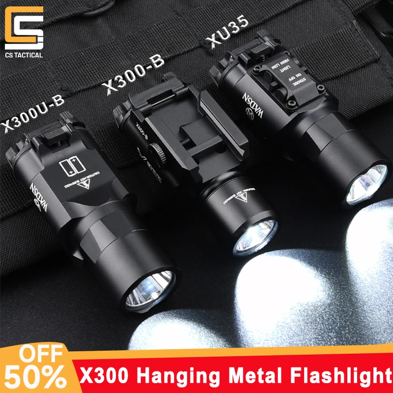 

WADSN X300-B X300U-B Hunting Flashlight WhiteLED Spotlight XU35 Strobe Airsoft Weapon Light Scout Light Metal Base Fit 20MM Rail