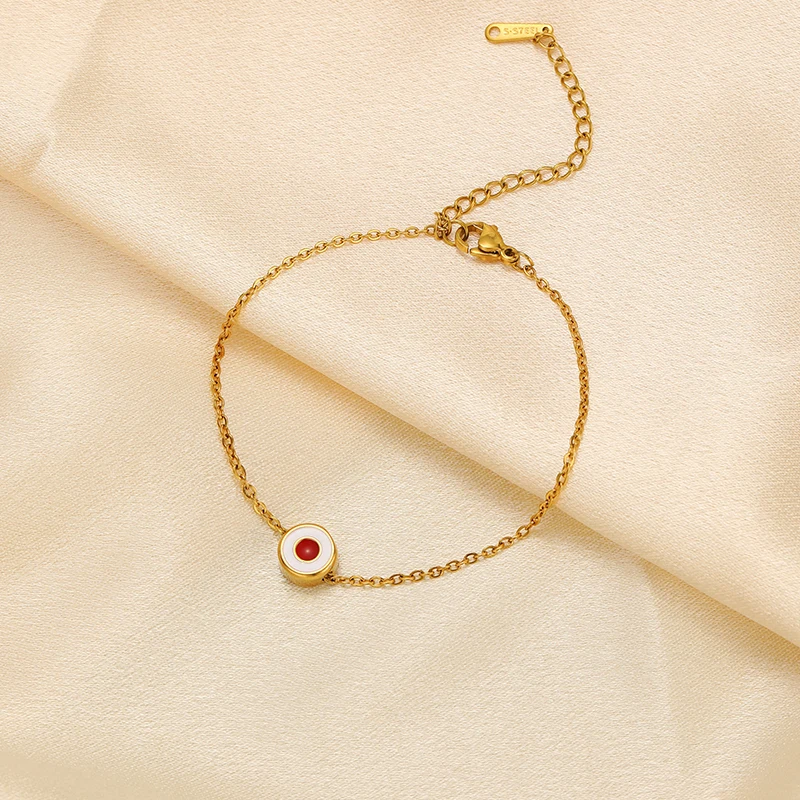 5pcs Stainless Steel Carved Round Enamel Beads Gold Color Bracelets Charms Spacers Necklaces Pendants DIY Jewelry Findings