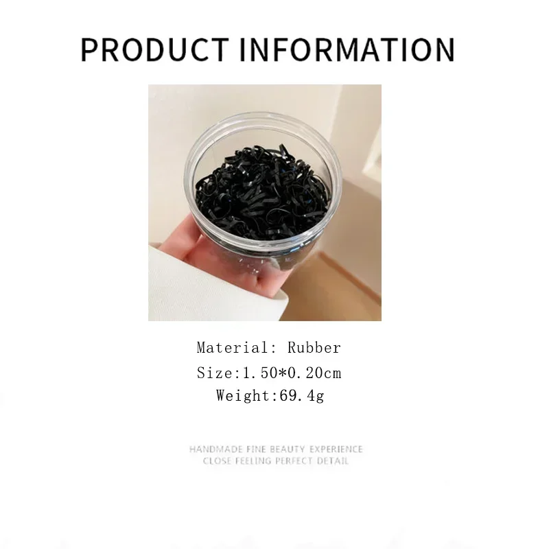450/900 Pcs Black Solid Color Small Disposable Hair Ties for Women Elastic Rubber Ropes Ponytail Pigtail Holder Head Accessories image 6