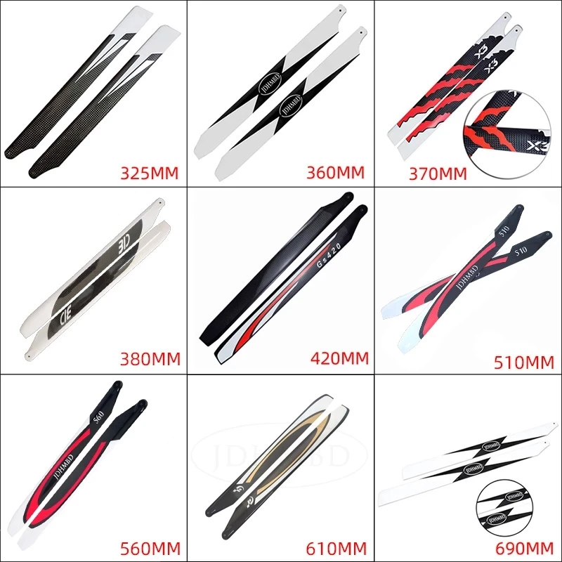 Carbon Fiber Helicopter Main Blade 325/360/380/420/510/560/610/690mm For ALIGN ALZRC TAROT SAB RC Helicopter Spare parts