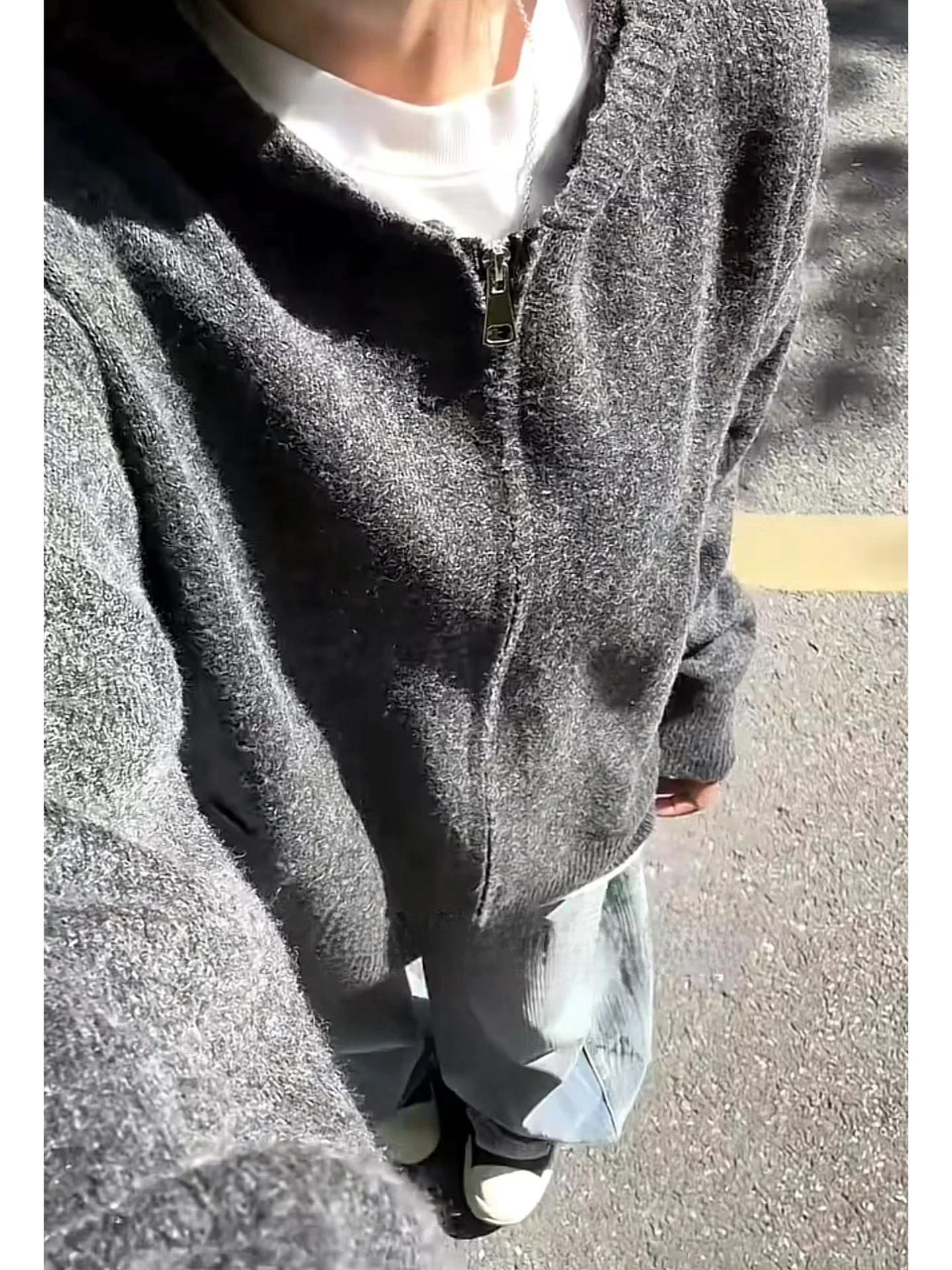 

Cleanfit Bla Zipper Knitwear Men's Sle High Street Lazy Pure Color Cardigan Sweater Autumn Outerwear American Sle