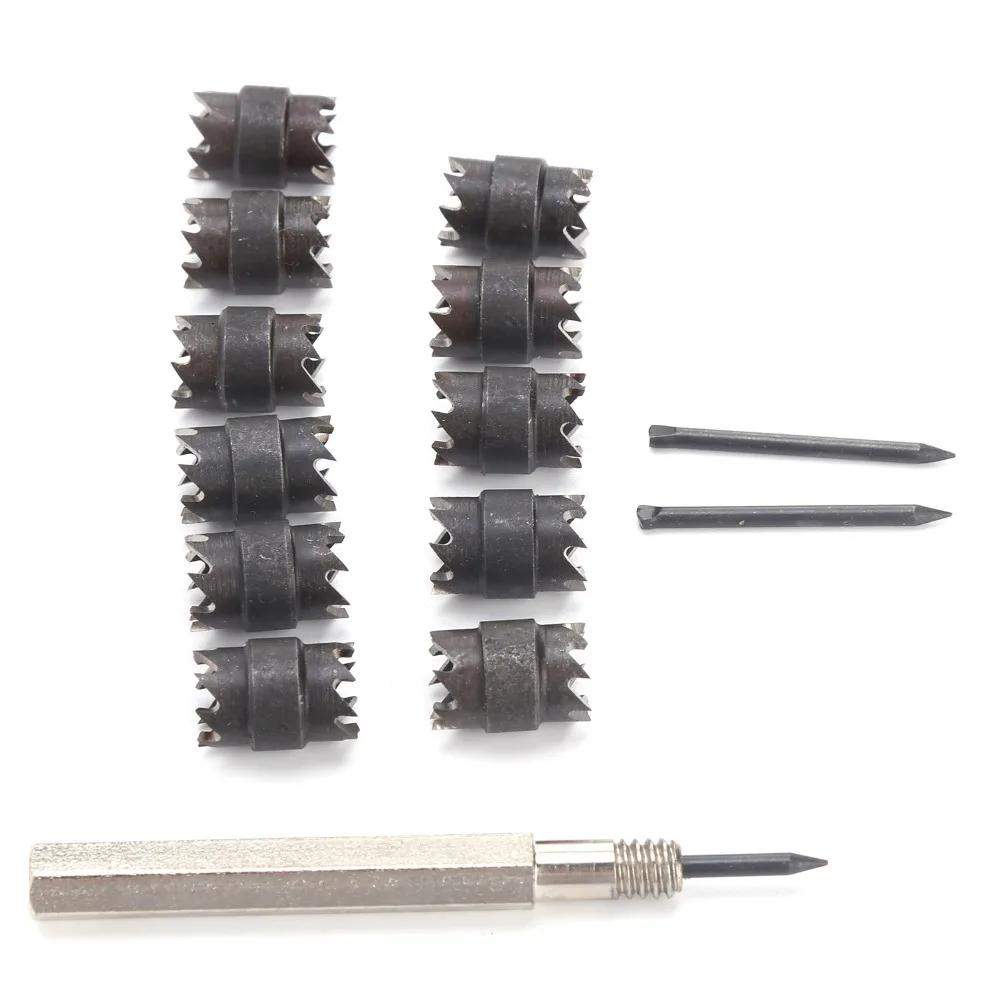 13pcs Double Sided Spot Weld Cutter Set Hex Shank 3/8 Inch Diameter Sheet Metal Hole Cutter Power Drill Compatible