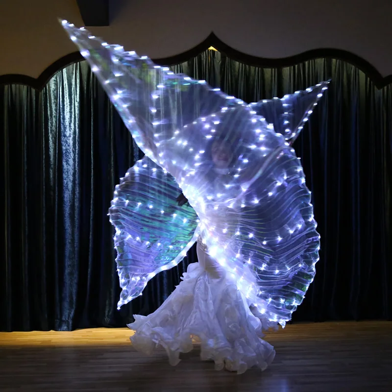 For Adult Belly Dance Colorful Alas 145cm LED Wings Performance Fluorescent Butterfly Isis Wings Carnival Festival Outfit