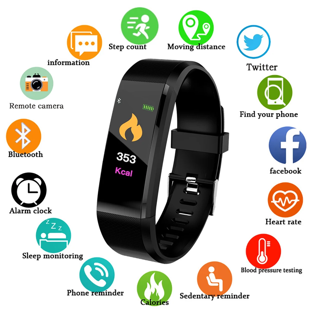 Sports Smart Bracelet Bluetooth Watch Waterproof Heart Rate Blood Oxygen Adult Blood Pressure Electronic Bracelet Monitoring