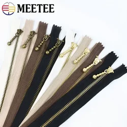 10Pcs Meetee 3# Metal Zipper Pure Copper 12cm-40cm Khaki Close-end Zips for Sewing Down Jacket Bags Jeans Clothing Accessories
