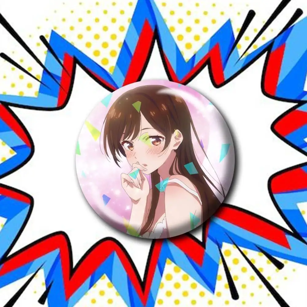 Chizuru Mizuhara Merchandise Ichinose  Round Brooch Pins Personalized Badges With Broken Glass Design Fashion Accessory
