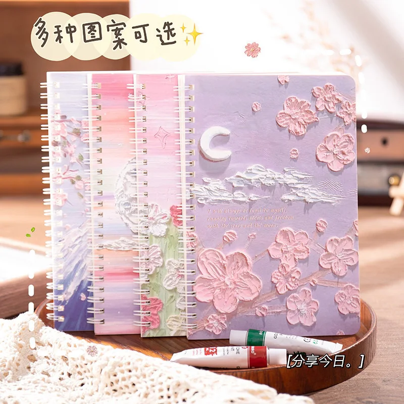 

custom. [Lined Pages] A5 Notebook Student Diary Ins Oil Painting Scenery Cute Stationery Notebook Thickened Lined Noteboo