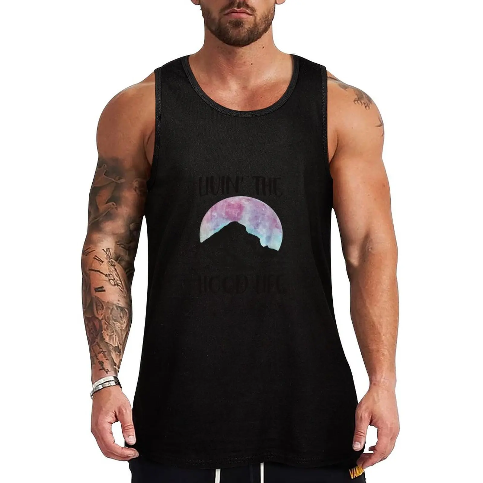 

Livin’ The Mt Hood Life - Purple Tank Top fitness clothing for men sports t-shirts for men Sleeveless men