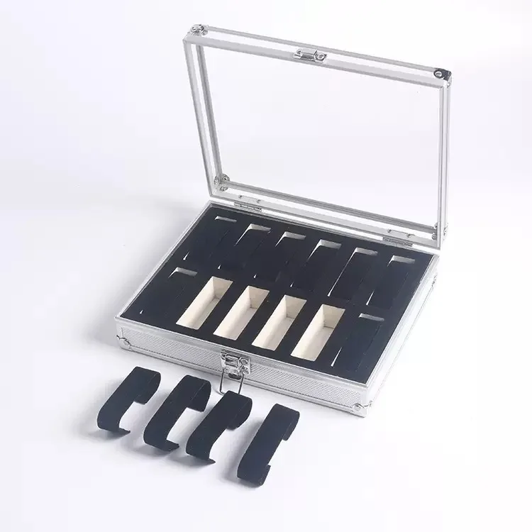 

Алюминиевый ящик для хранения часов из алюминиевого сплава с 12/24 слотами, алюминиевый ящик для часов с защитой от падения