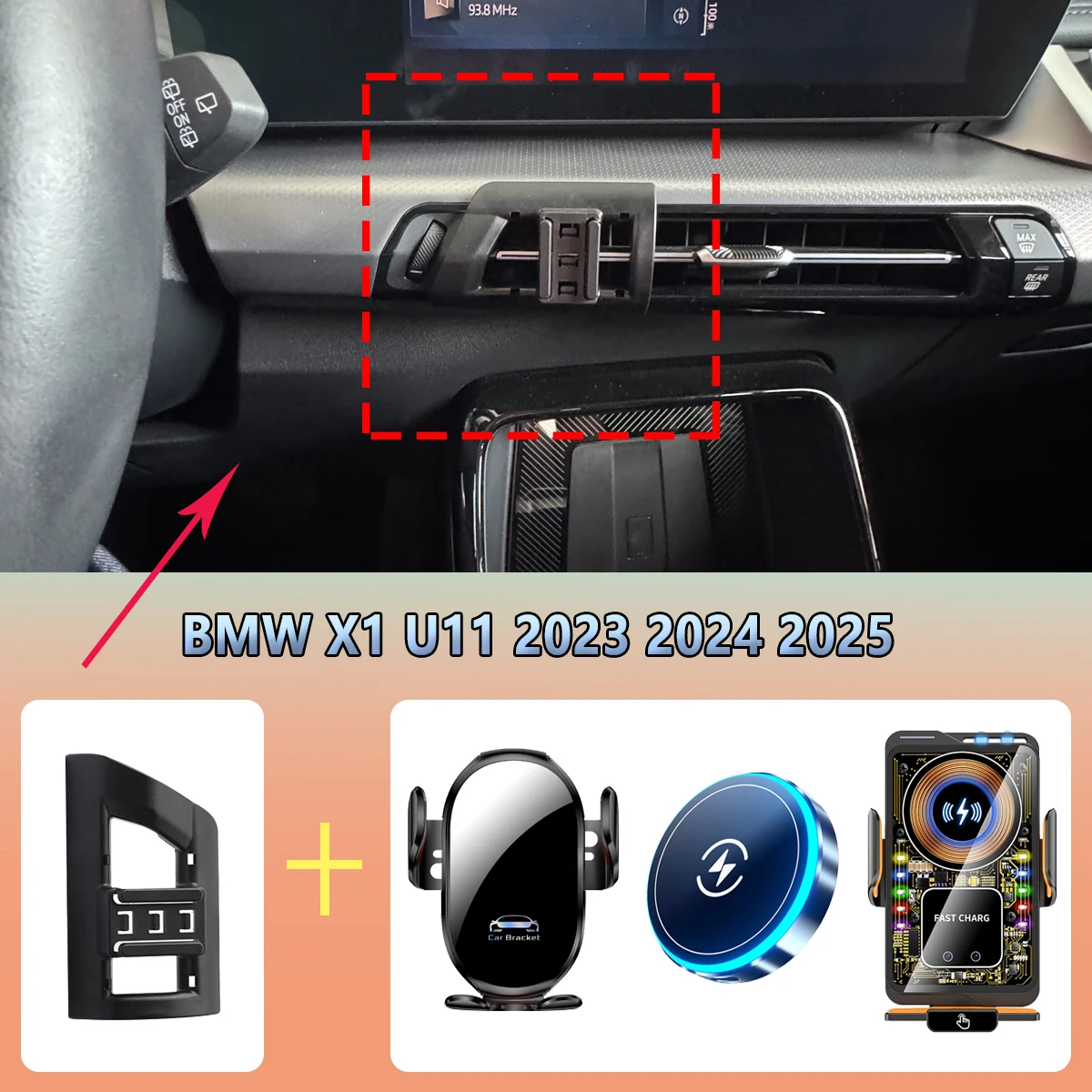 Suporte do telefone do carro para bmw x1 u11 2023 2024 2025 carregamento magnético sem fio dedicado detecção automática acessórios de montagem do tele
