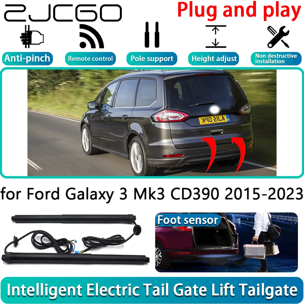 

ZJCGO for Ford Galaxy 3 Mk3 CD390 2015-2023 Electric Powered Tailgate Power Liftgate Automatic Tailgate System With Foot Sensor