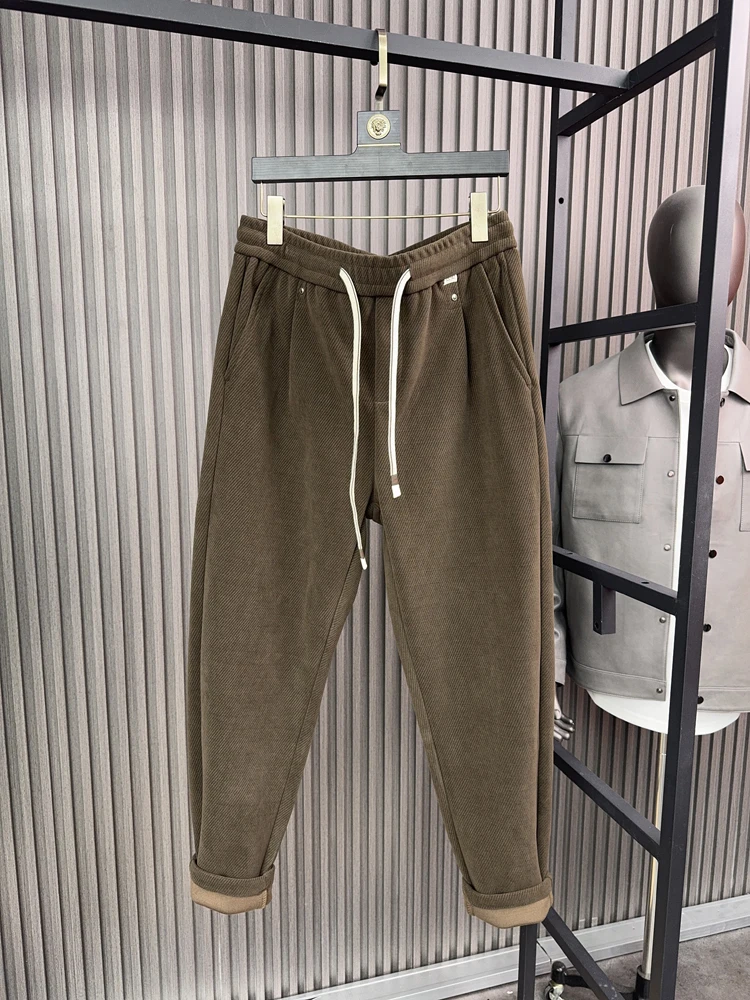 

Svip Thiened вельветовые брюки приталенного кроя для мужчин осень-зима теплые широкие повседневные брюки Faion Urban Sle Pure Color