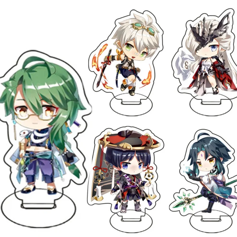 Anime Yuanshen Impact Shogun Zhongli Xiao Sara Kokomi Kazuha juego acrílico soporte modelo placa colección regalo mesa adorno muñeca