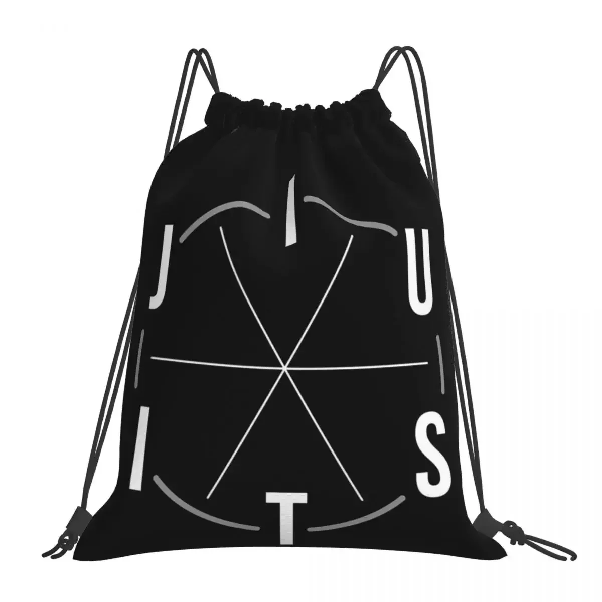 Jiu Jitsu BJJ Circle White Light Backpacks Portable Drawstring Bags Drawstring Bundle Pocket Shoes Bag BookBag For Travel School