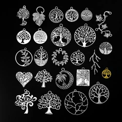 5pcs/lot Vintage Silver Plated Life Of Tree Charms Leaf Family Hope Branch Pendant For Diy Jewelry Making Supplies Accessories