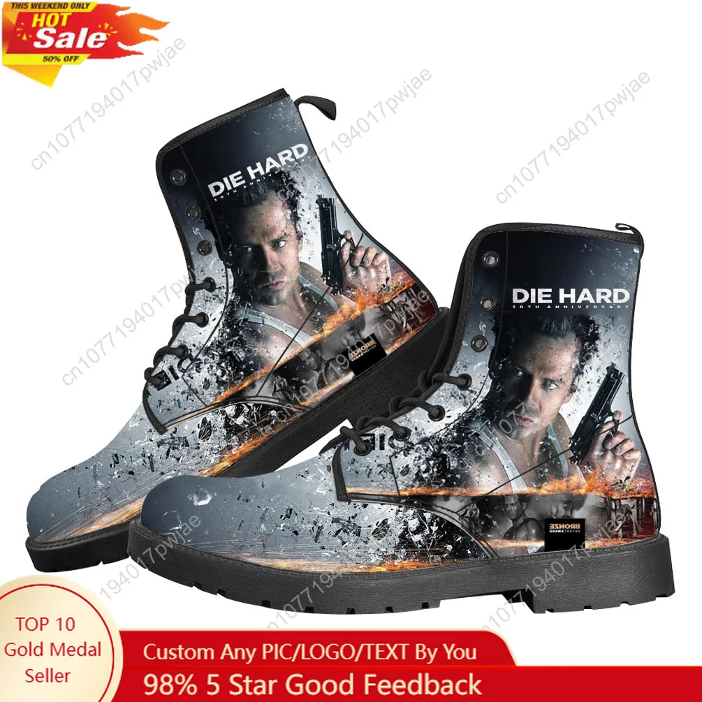 

Die Hard Movie John McClane Casual Boots Mens Women Teenager Shoes Retro Street 3D water proof Boot Outdoor Customize Made Boots
