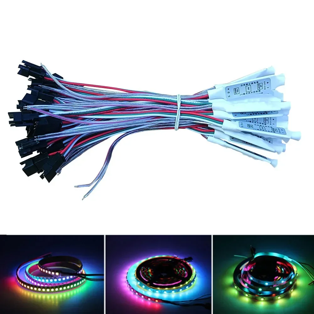 Controlador LED WS2812 de 5-24 V, 24 modos de encendido, apagado, reflujo, 13 funciones, velocidad de brillo ajustable