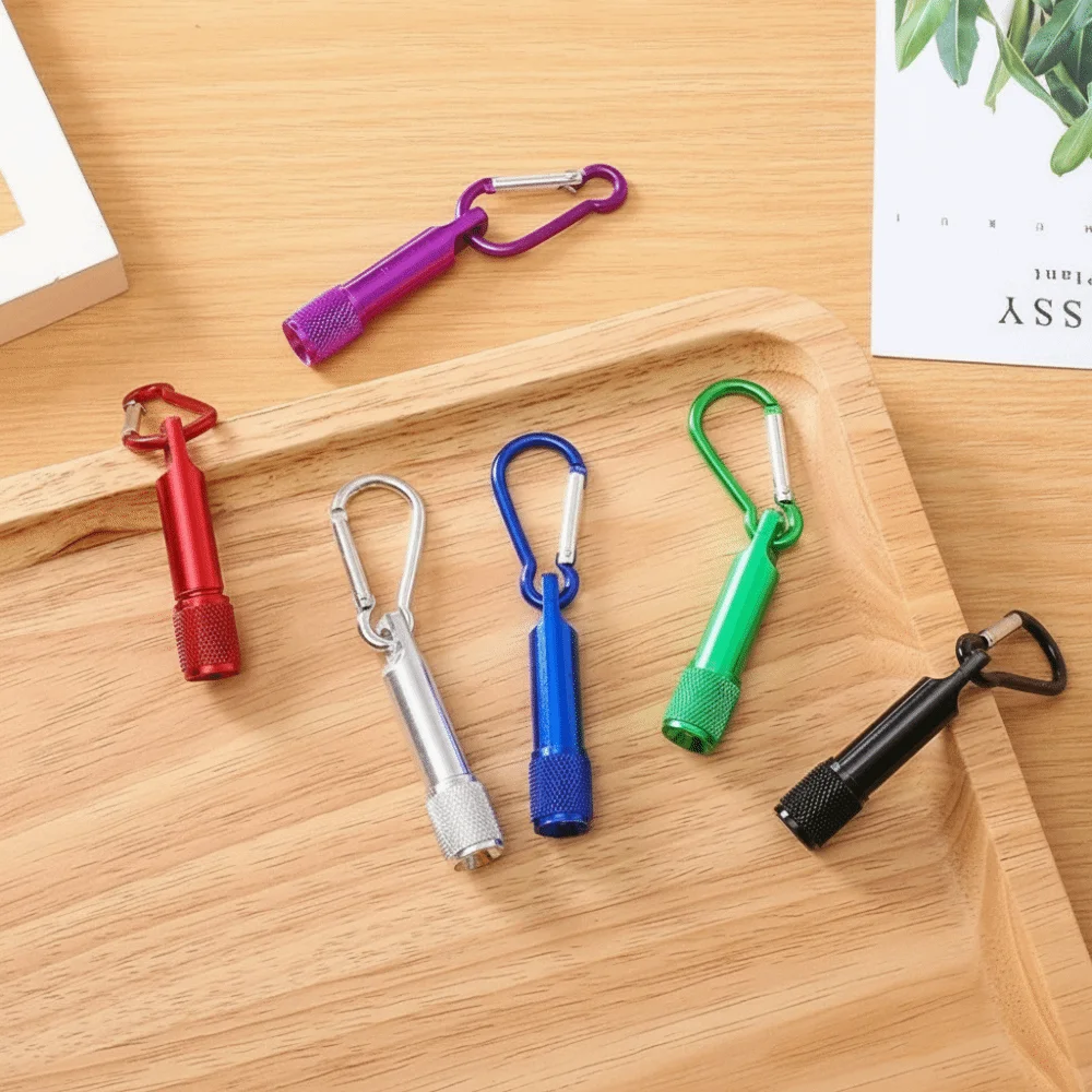Super Bright Mini Torch with Carabiner Battery Powered LED Flashlight Keychain Aluminum Body Small LED Flashlight Camping Use