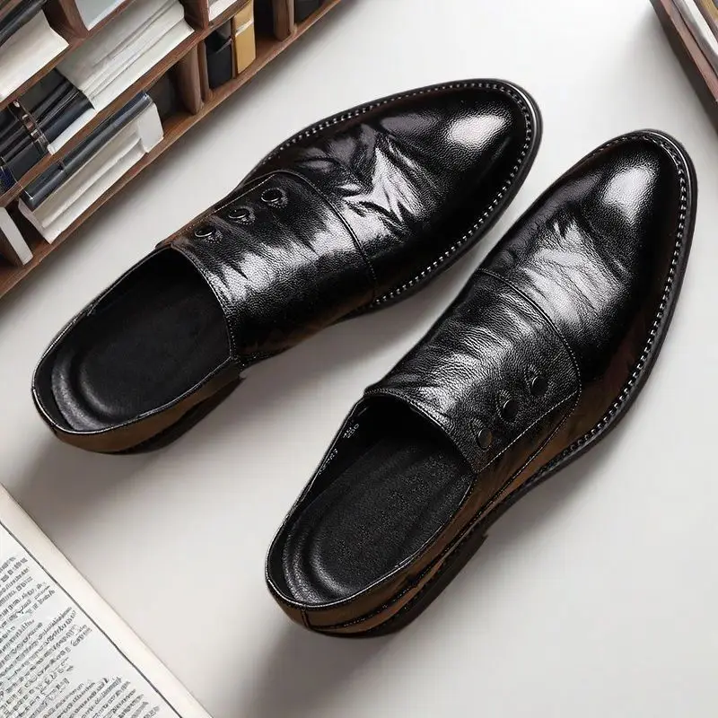 الأعمال السوداء أشار تو الأحذية الاجتماعية الذكور ربيع الخريف شهم الفاخرة مصمم الأحذية مكتب أحذية رجالية عادية رسمية #2