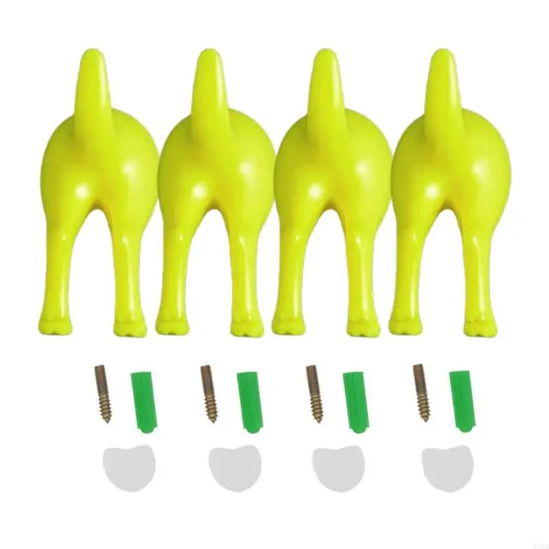 

31KA 4Pcs Nordic Plastic Dog Tail Hooks with Screws Adhesive Tape Wall Mounted for Key Hanger Hat Coat Wall Hook Home