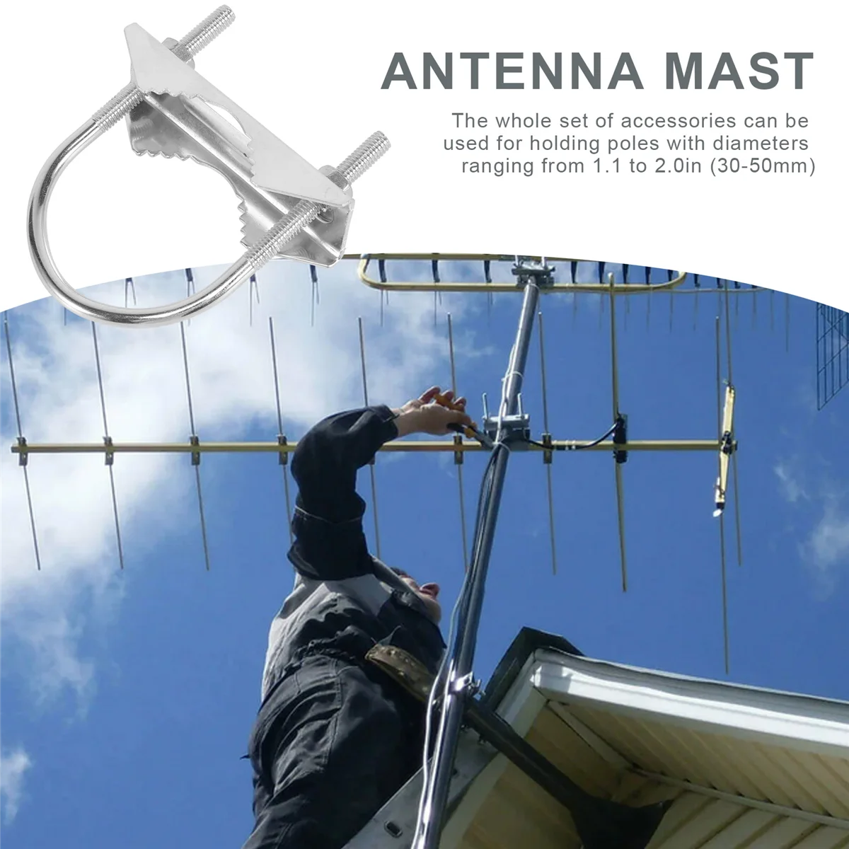 Pince de montage d'antenne, 2,2 en U, matériel de montage, mât d'antenne, mâchoire en V, support rapide, accessoires pour antenne extérieure, maison, 2 pièces