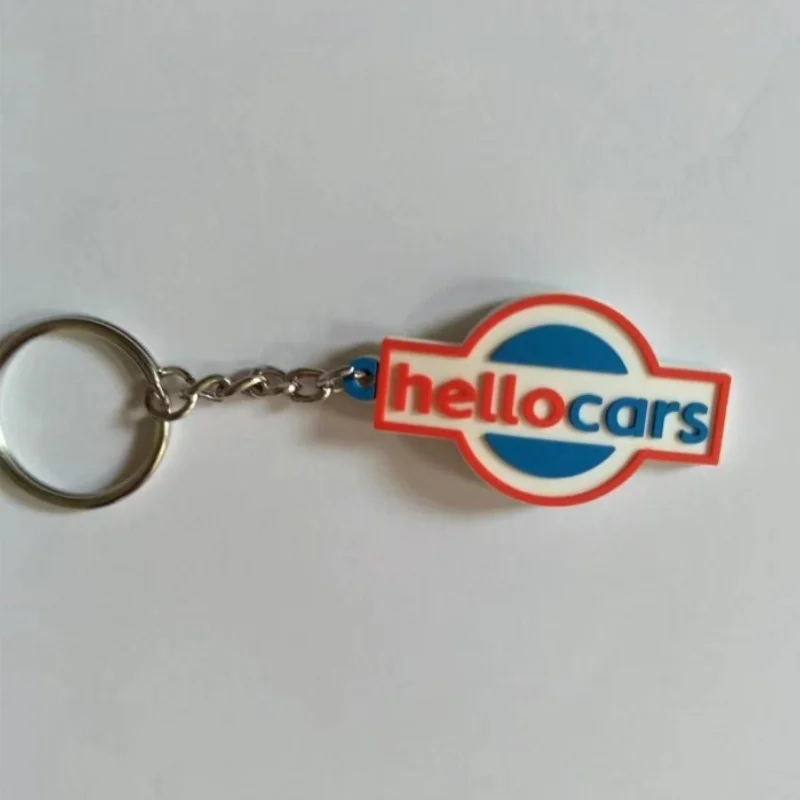 Hello cars logo customized PVC 2D key ring